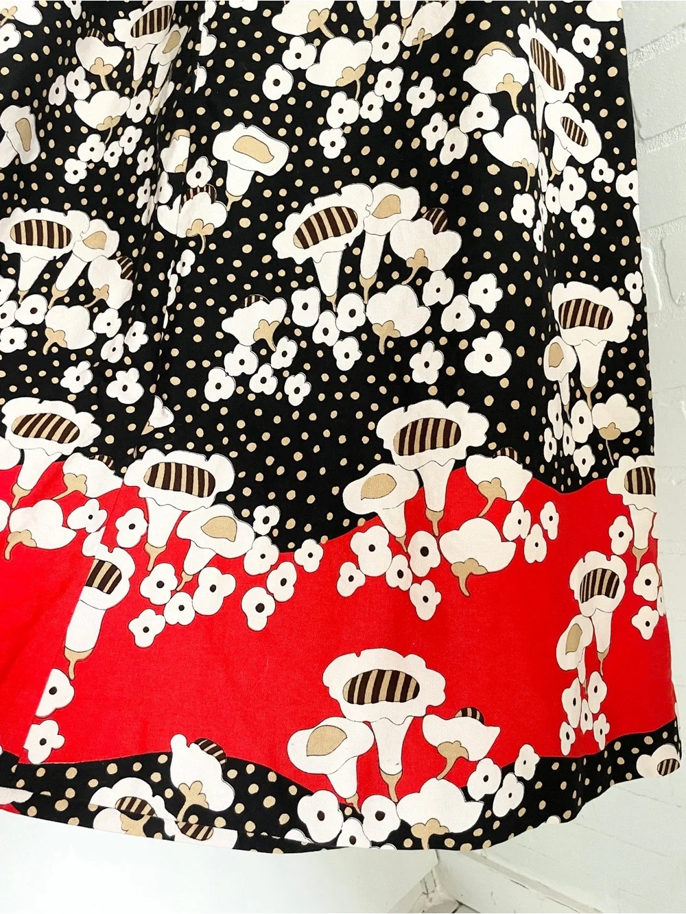 Vintage Holt Renfrew Italy Cotton Mod Botanical Maxi Skirt Editorial Size L - Picture 10 of 16